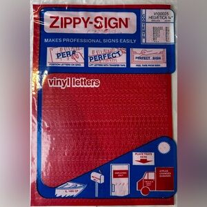 Zippy-Sign Red Vinyl Caps and Numbers 1/4” Red